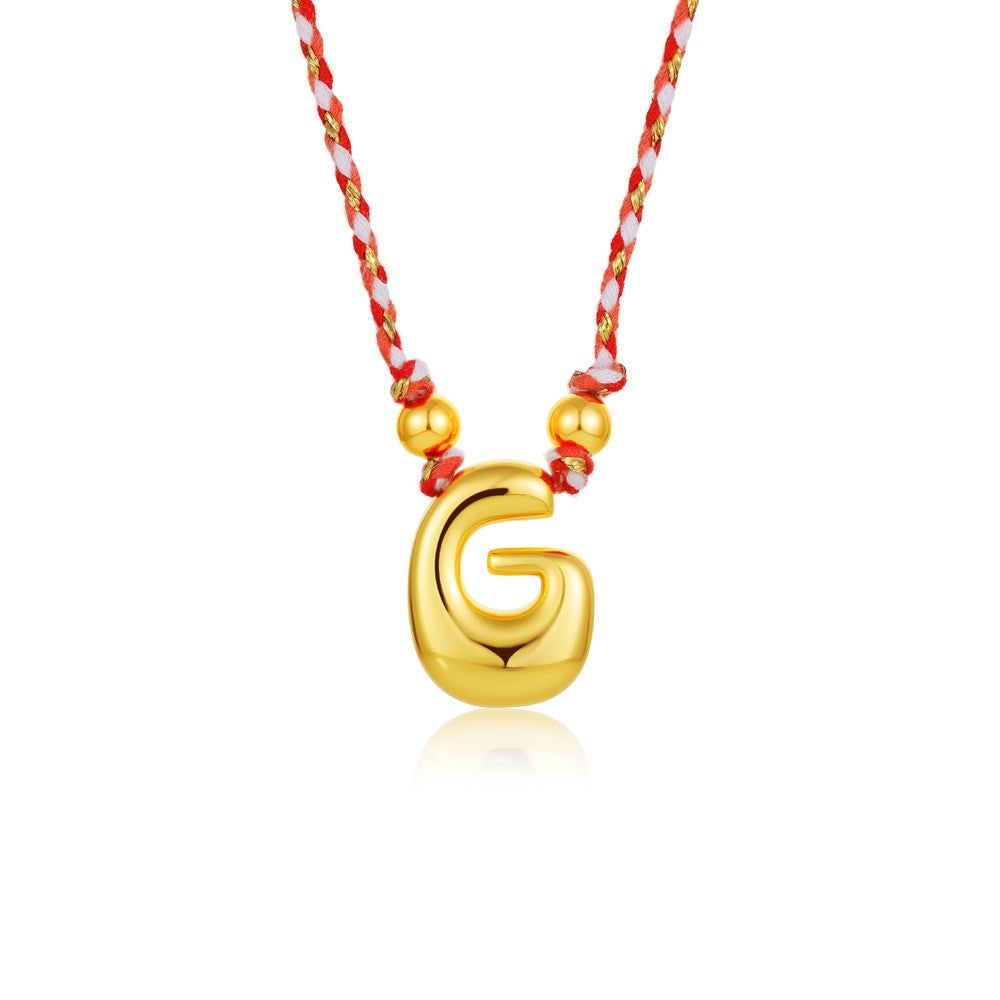 Elegant Woven Rope Bubble Initial Necklace