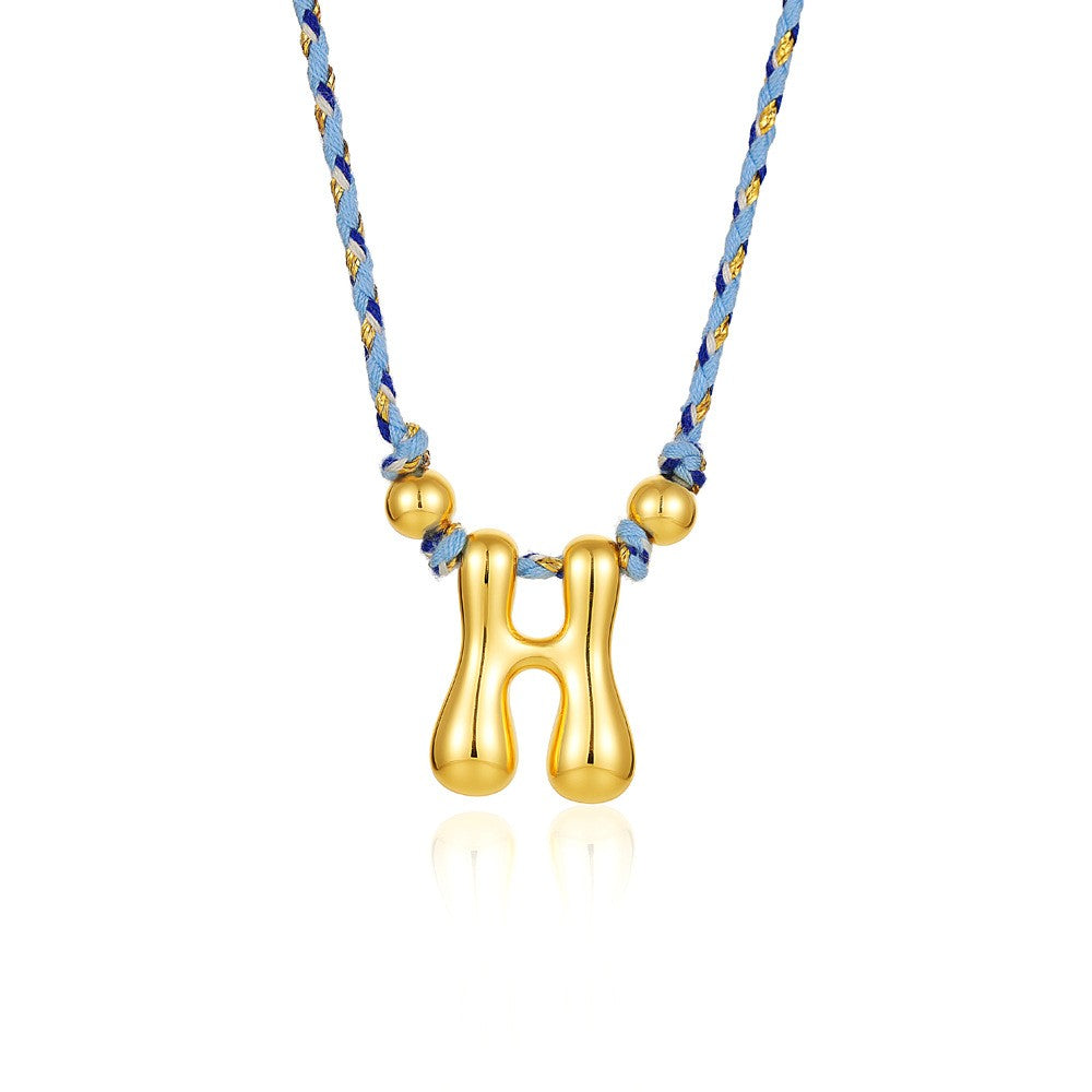 Elegant Woven Rope Bubble Initial Necklace