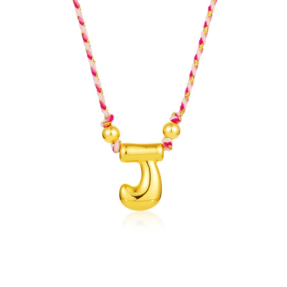Elegant Woven Rope Bubble Initial Necklace