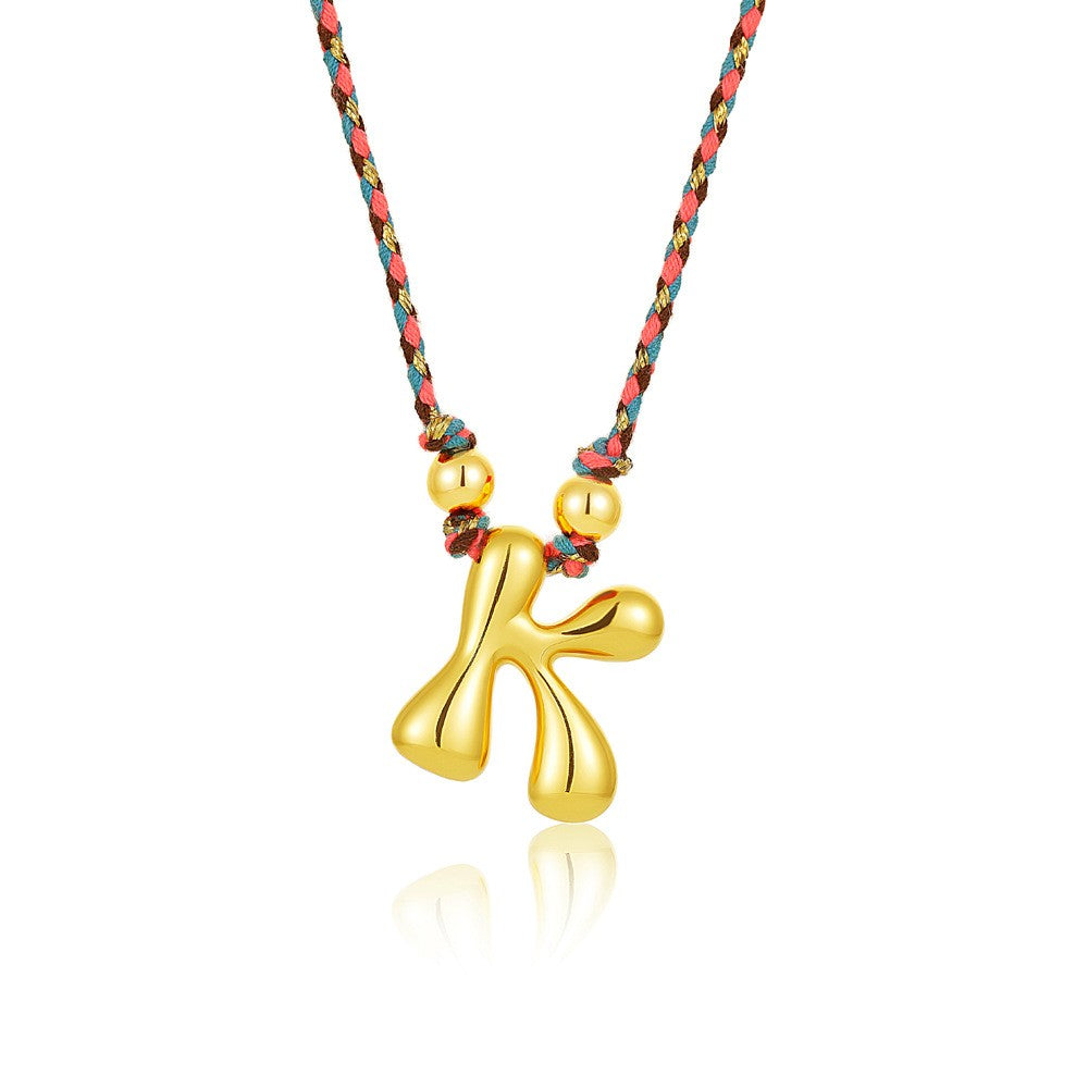 Elegant Woven Rope Bubble Initial Necklace