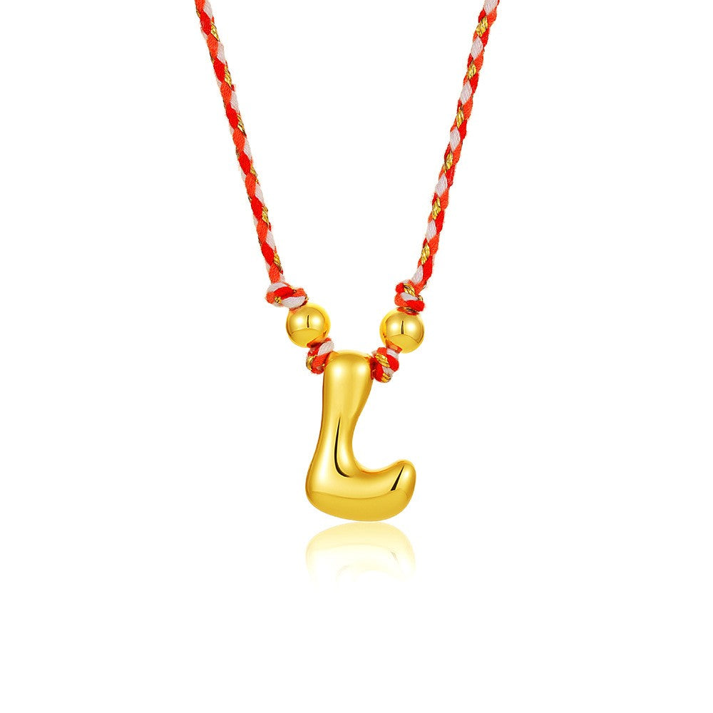 Elegant Woven Rope Bubble Initial Necklace