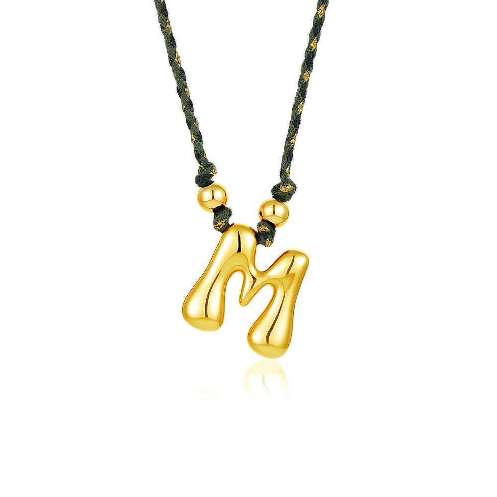 Elegant Woven Rope Bubble Initial Necklace