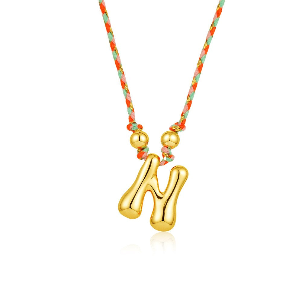 Elegant Woven Rope Bubble Initial Necklace