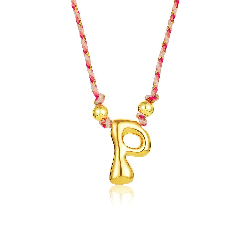 Elegant Woven Rope Bubble Initial Necklace
