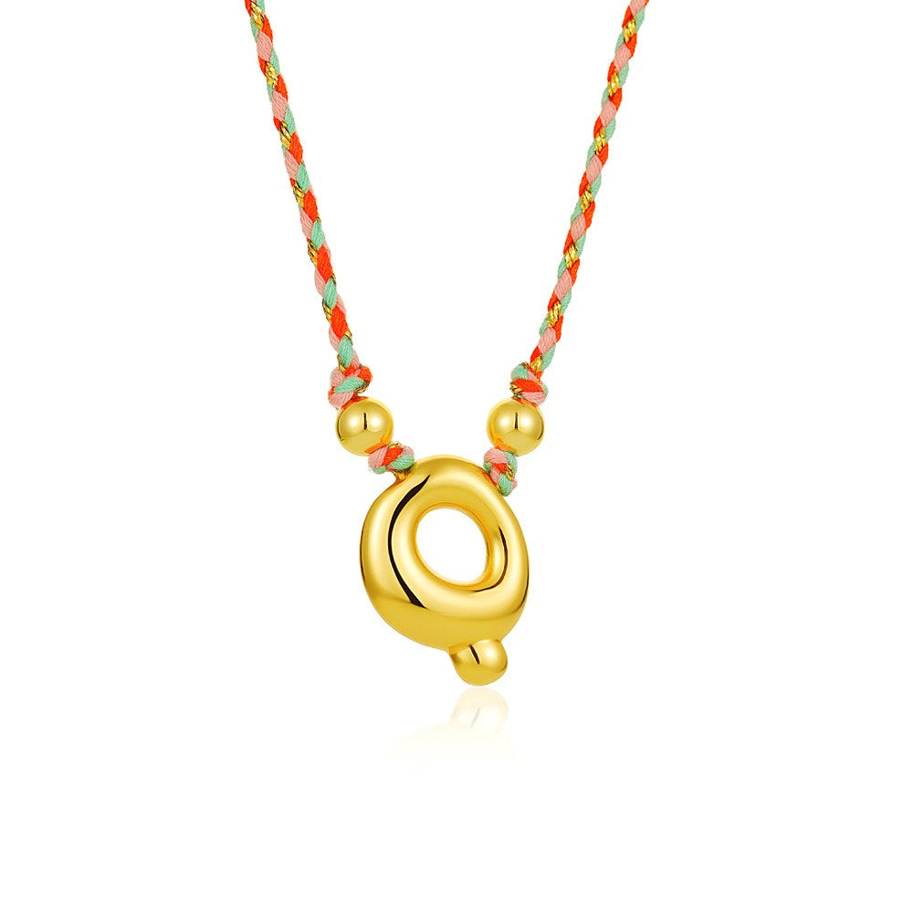Elegant Woven Rope Bubble Initial Necklace