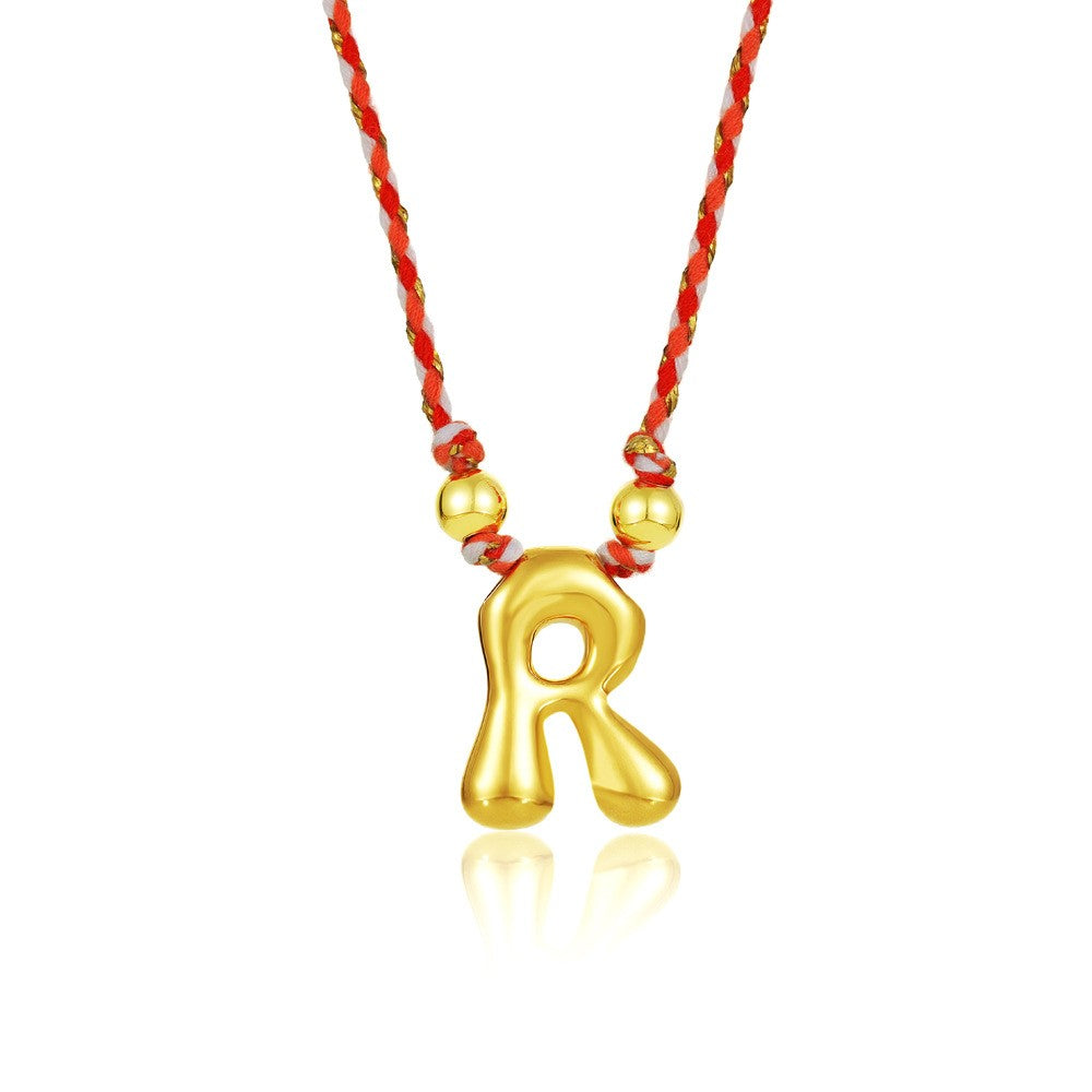 Elegant Woven Rope Bubble Initial Necklace