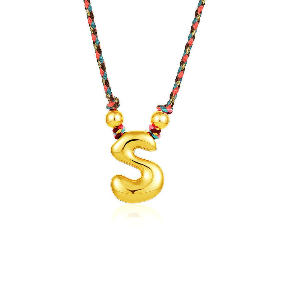 Elegant Woven Rope Bubble Initial Necklace