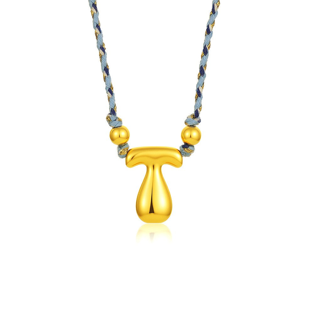 Elegant Woven Rope Bubble Initial Necklace