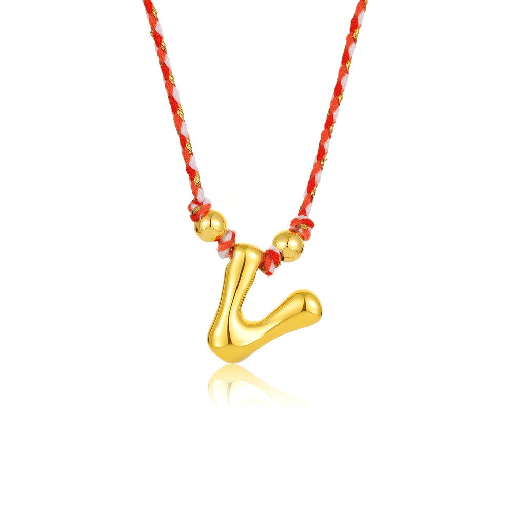 Elegant Woven Rope Bubble Initial Necklace