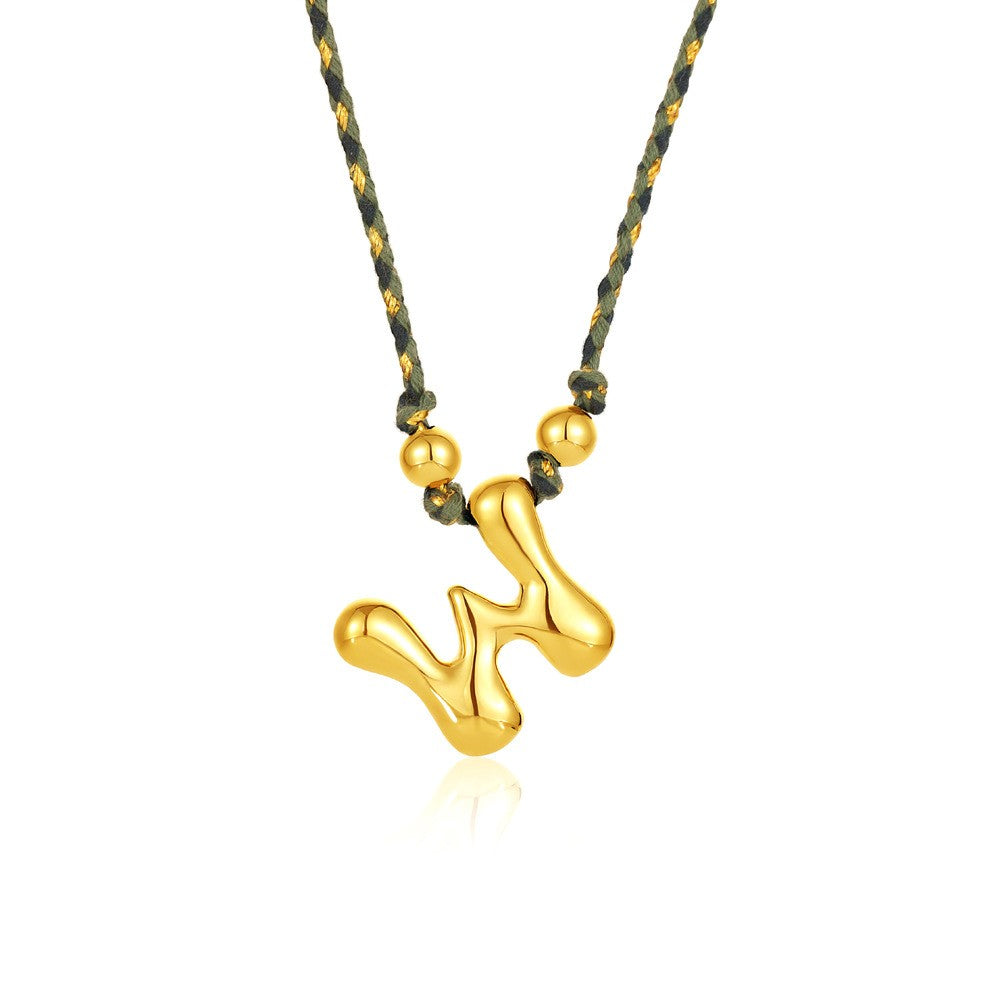 Elegant Woven Rope Bubble Initial Necklace