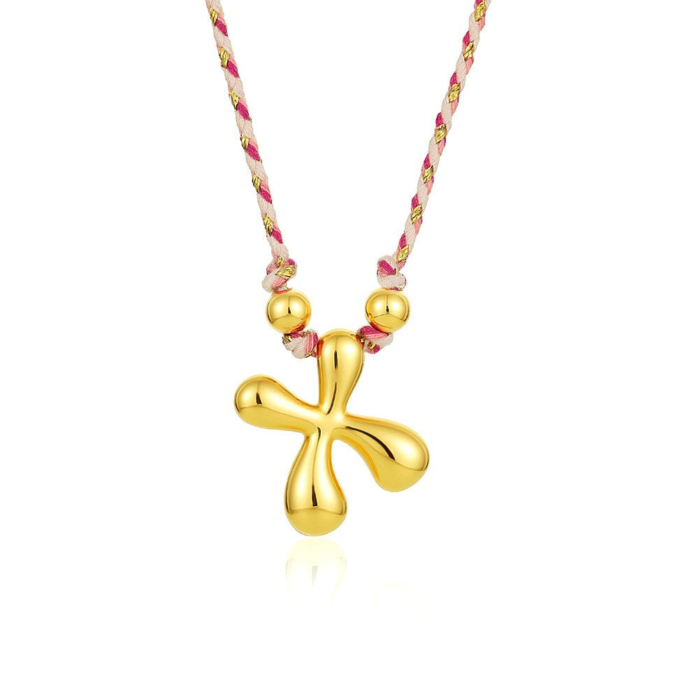 Elegant Woven Rope Bubble Initial Necklace