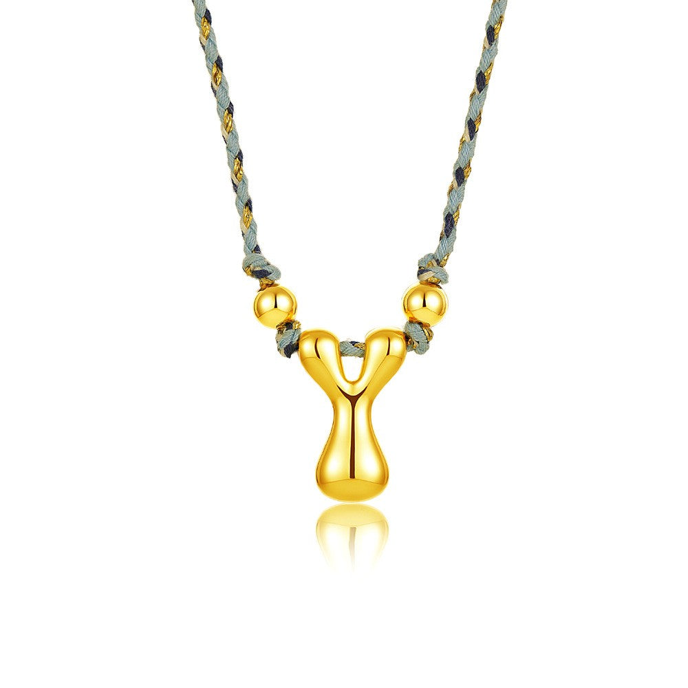 Elegant Woven Rope Bubble Initial Necklace