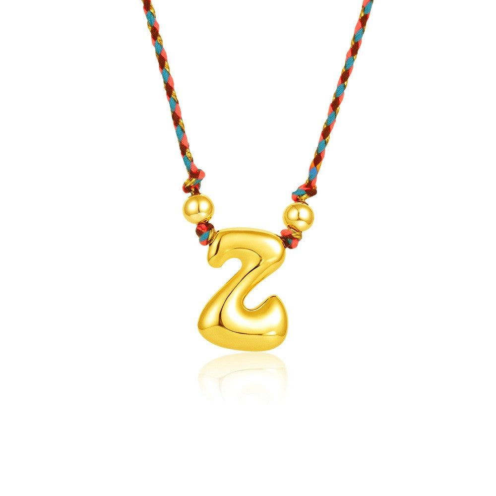 Elegant Woven Rope Bubble Initial Necklace