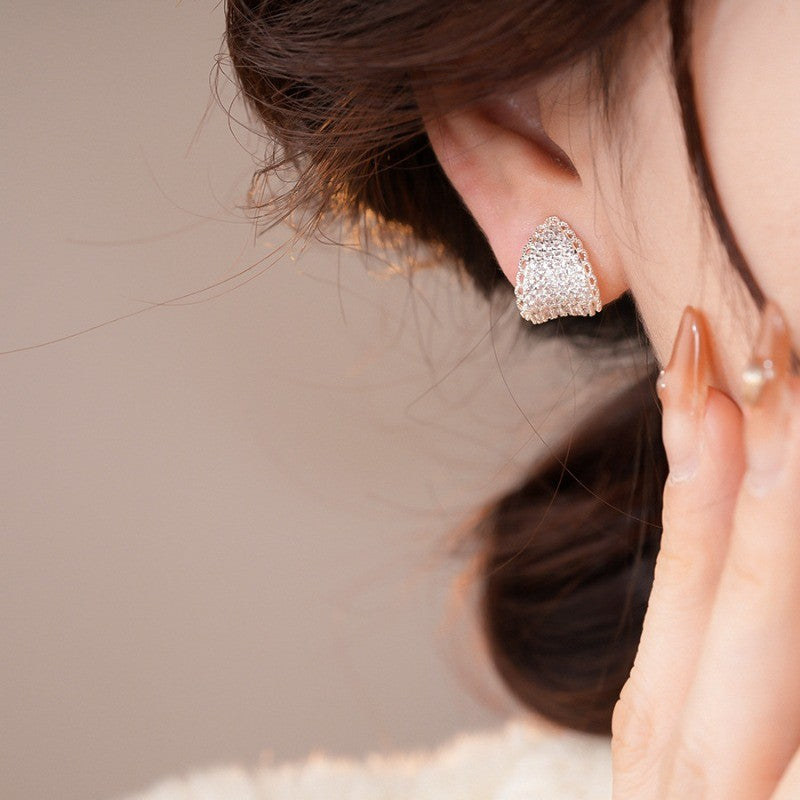 Elegant Pave Triangle Stud Earrings