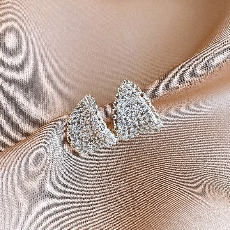 Elegant Pave Triangle Stud Earrings