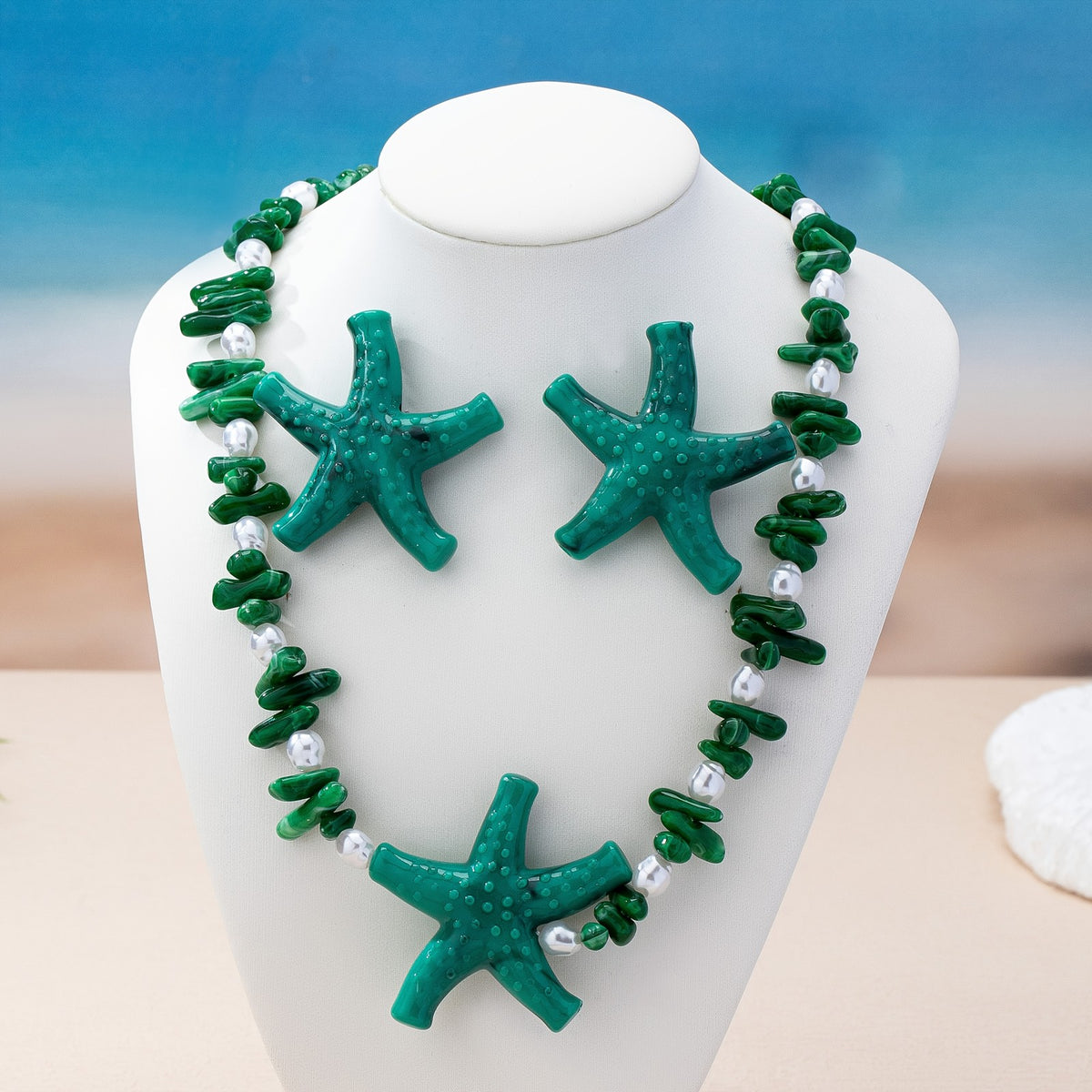 Boho Acrylic Starfish Necklace & Earring Set