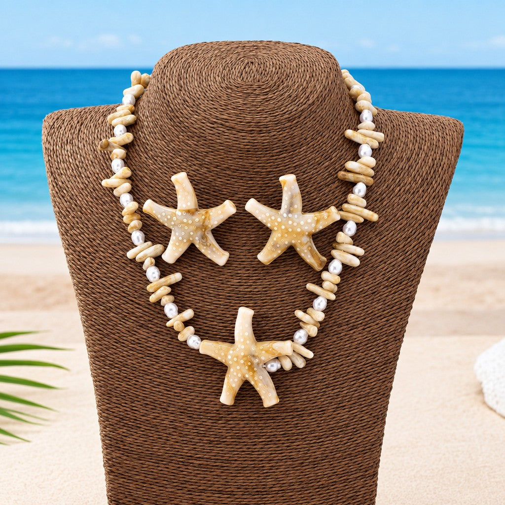 Boho Acrylic Starfish Necklace & Earring Set