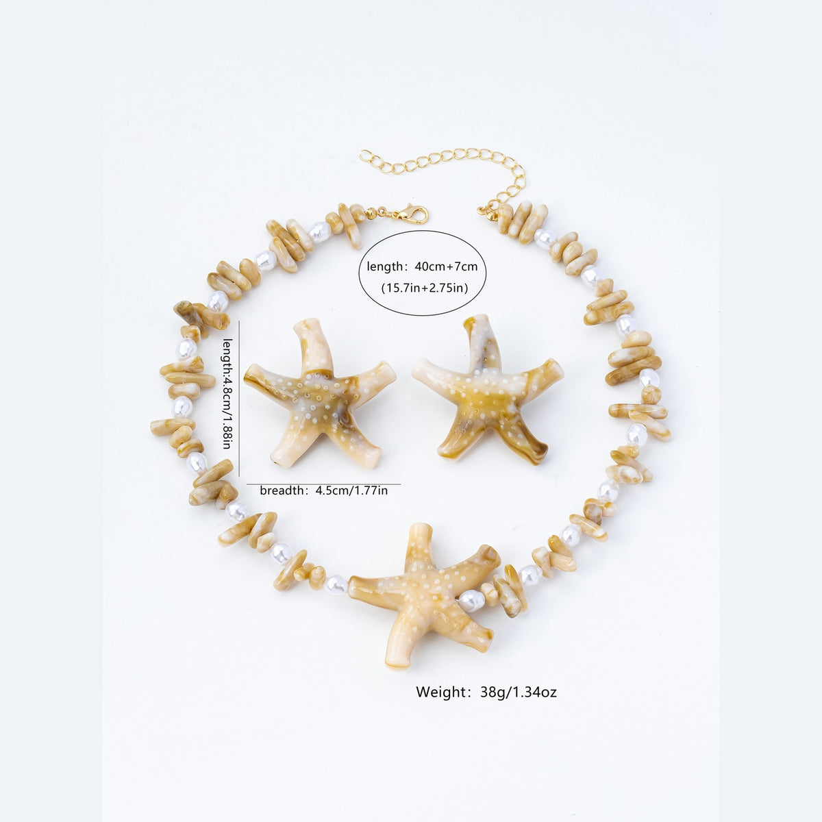 Boho Acrylic Starfish Necklace & Earring Set
