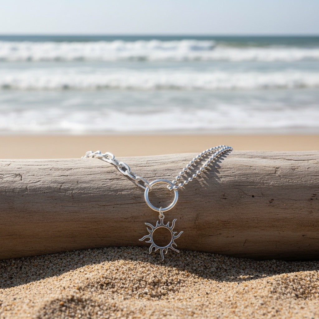 18k Dainty Sun Pendant Necklace