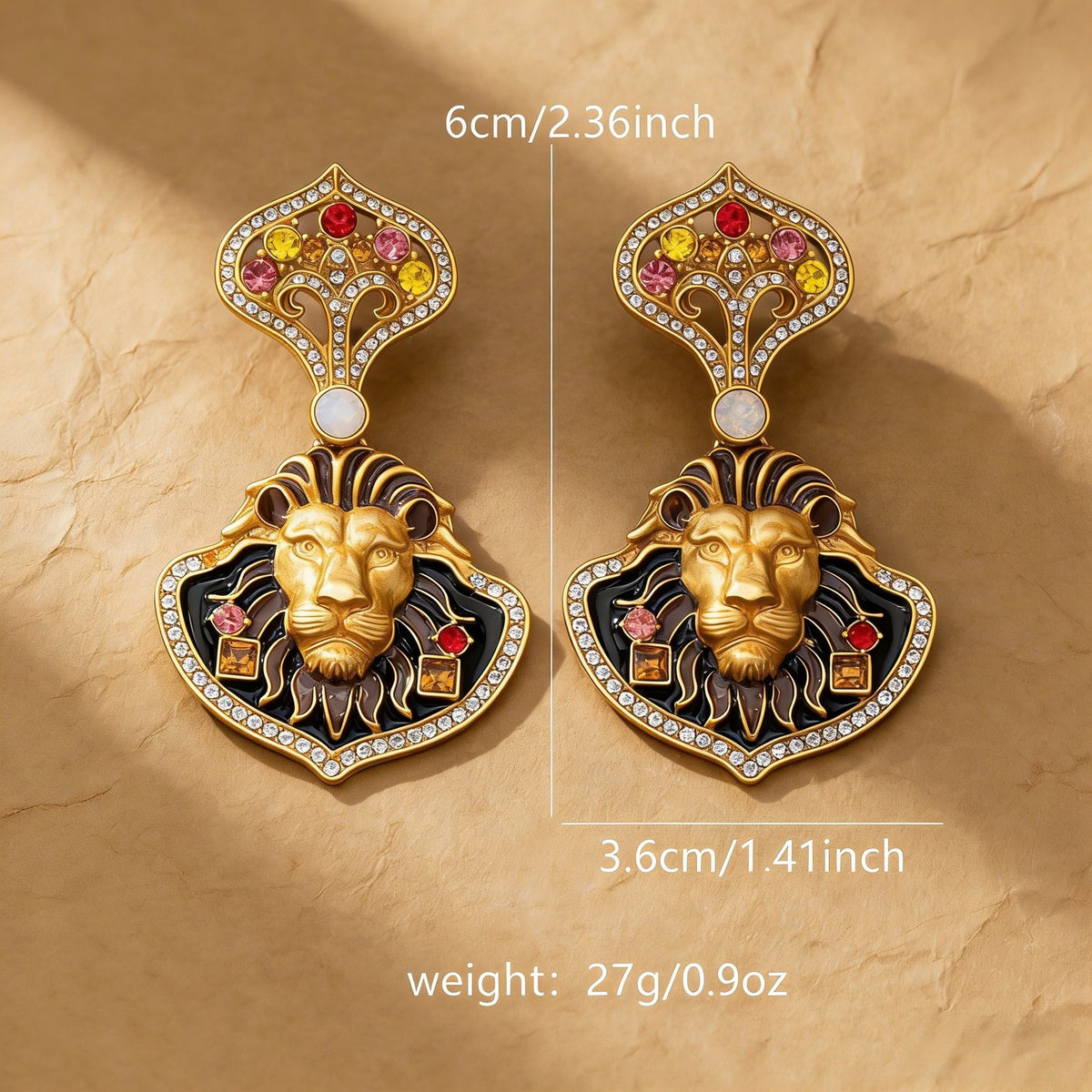 Vintage Regal Lion Head Earrings