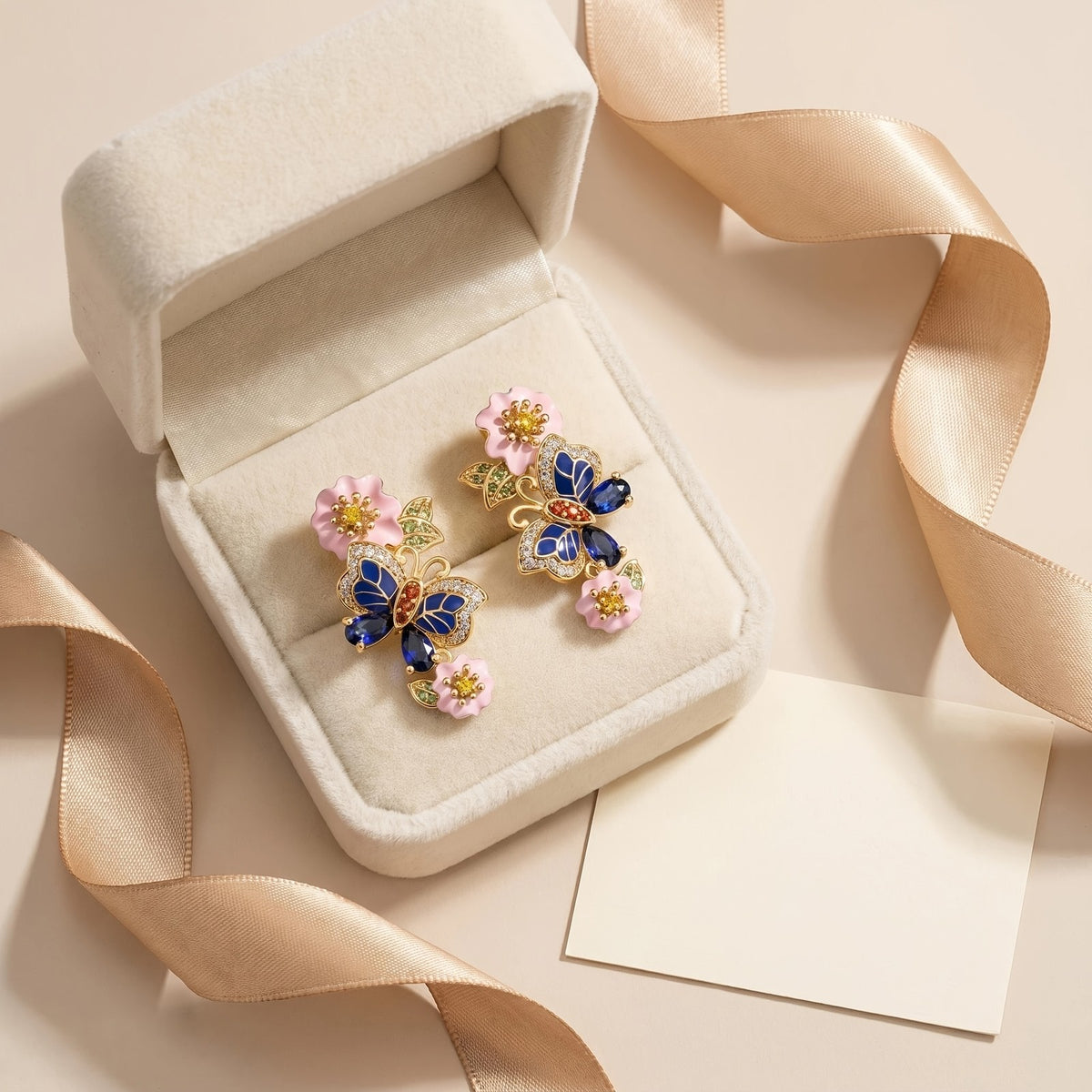 Boho Floral Butterfly Earrings