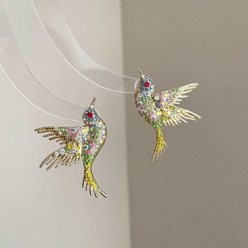 Boho Multicolor Bird Stud Earrings