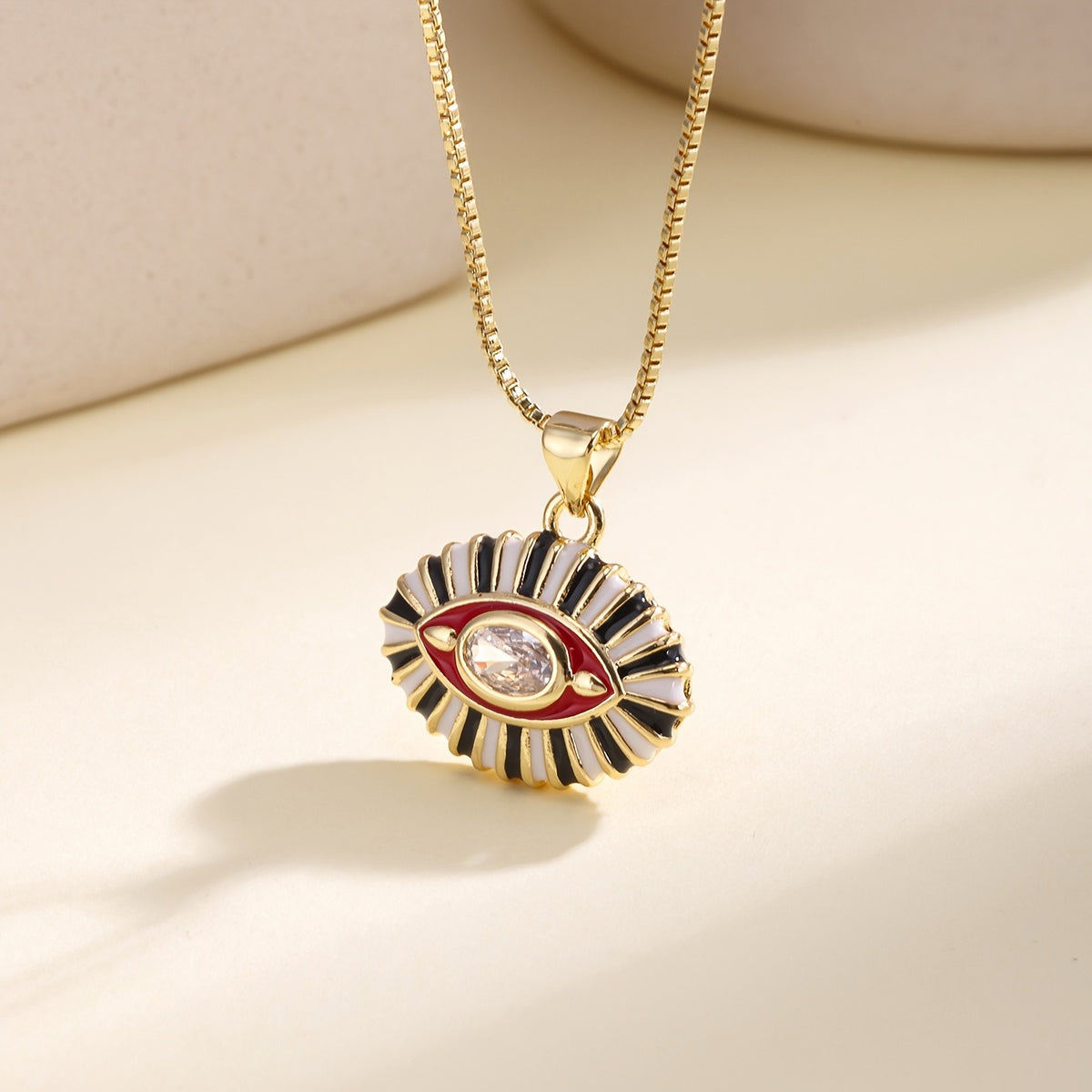 18k Vintage Enamel Evil Eye Necklace