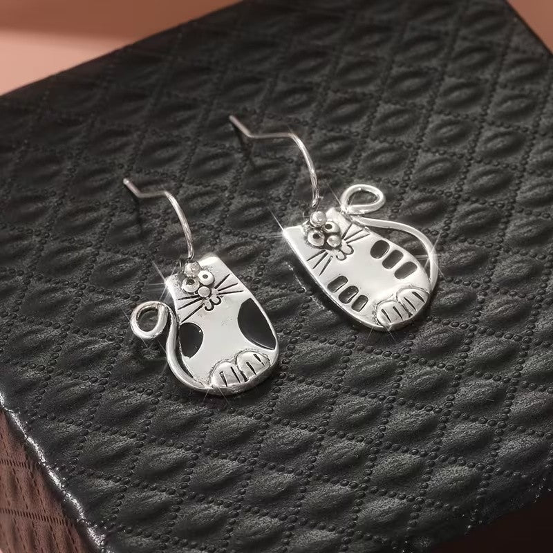 Cute Vintage Kitten Drop Earrings