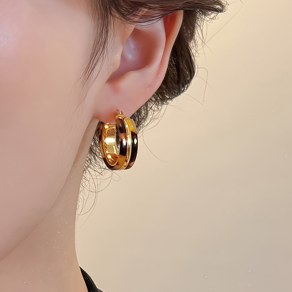 Vintage Tortoise Shell Hoop Earrings