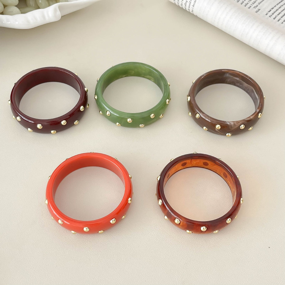 18k Boho Studded Resin Bangle Set