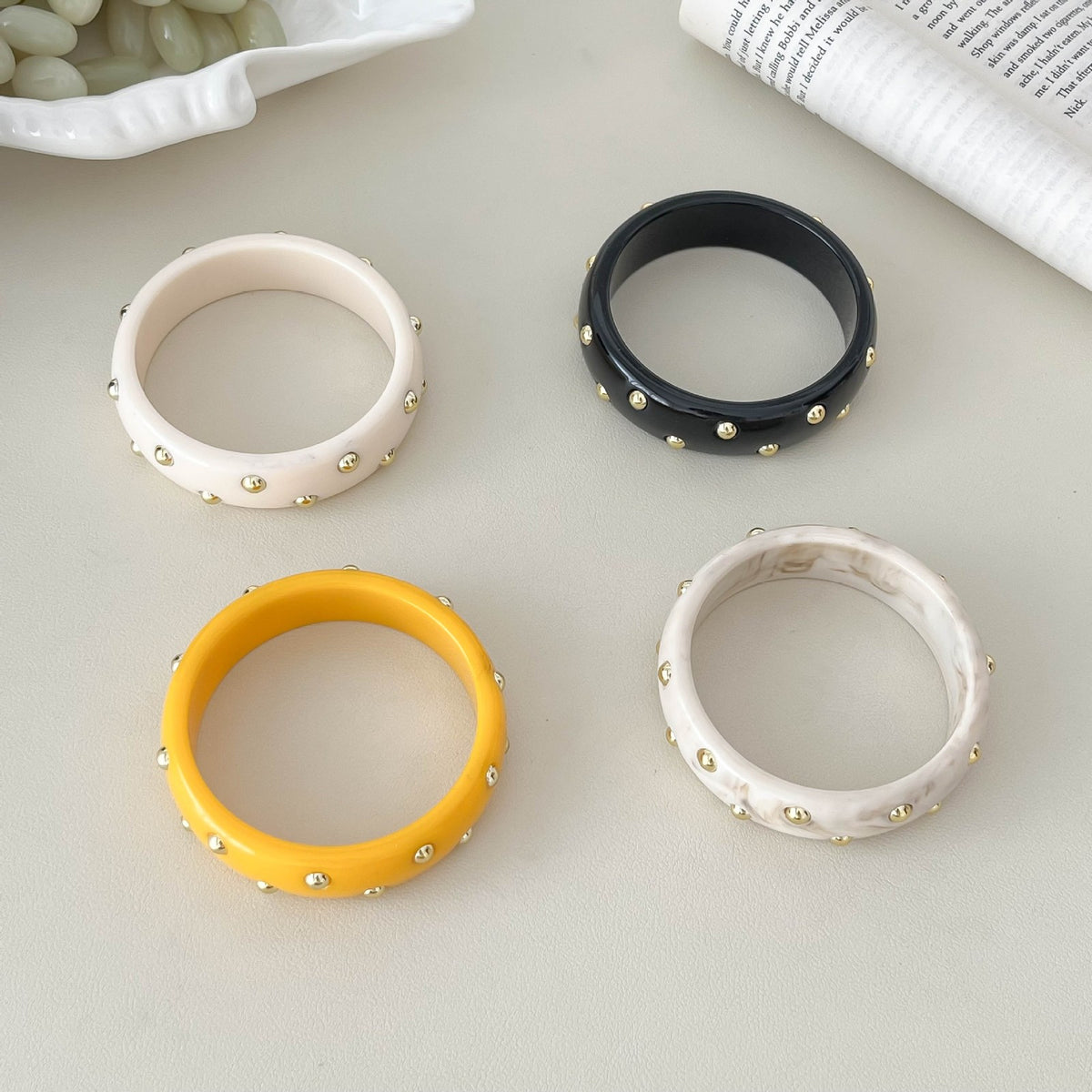 18k Boho Studded Resin Bangle Set
