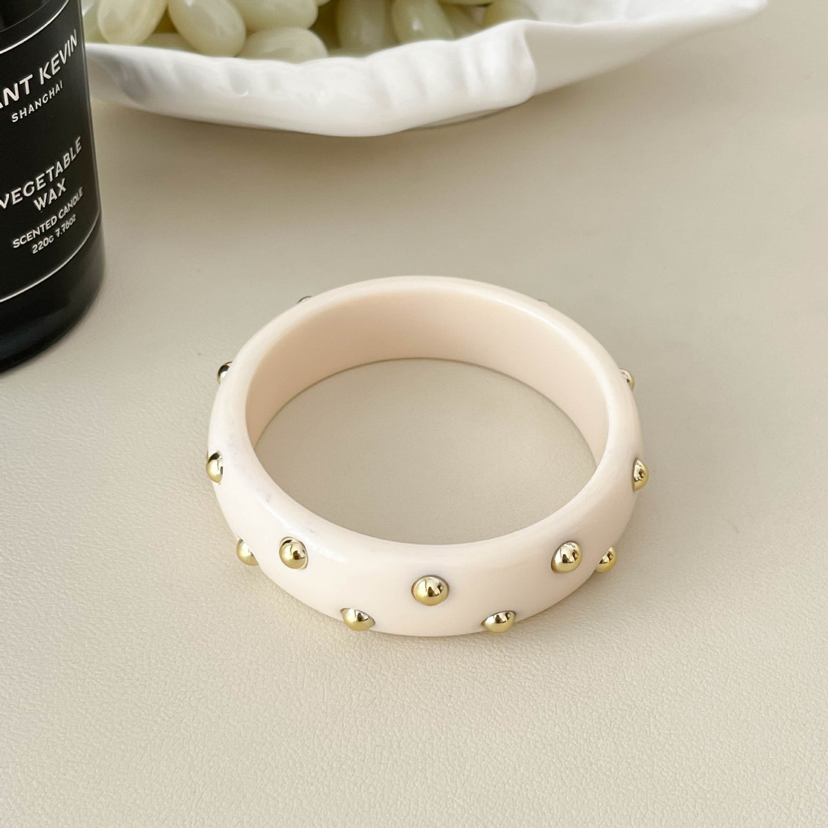 18k Boho Studded Resin Bangle Set