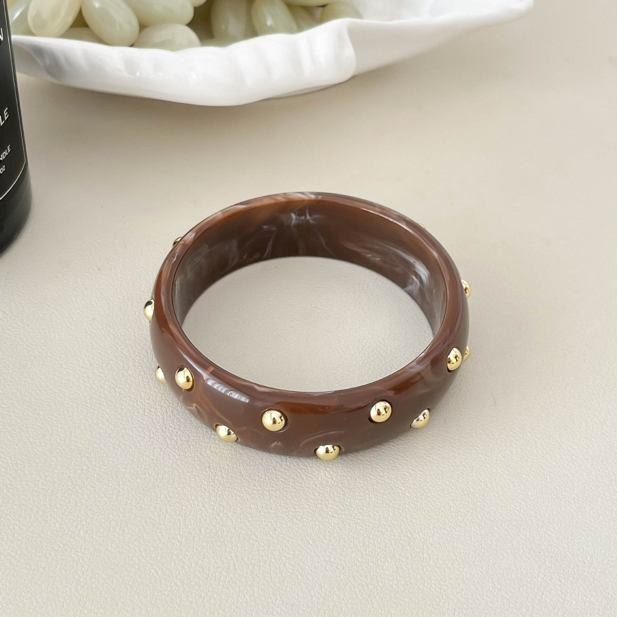 18k Boho Studded Resin Bangle Set