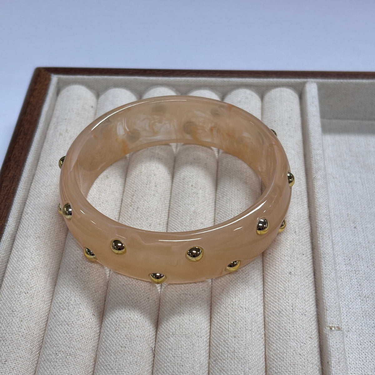18k Boho Studded Resin Bangle Set
