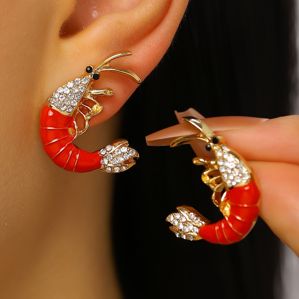 Vintage Red Lobster Stud Earrings