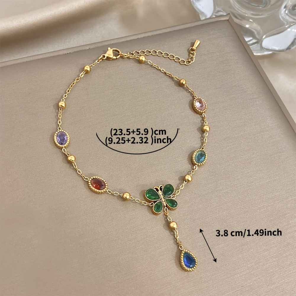 18k Elegant Multicolor Clover Anklet