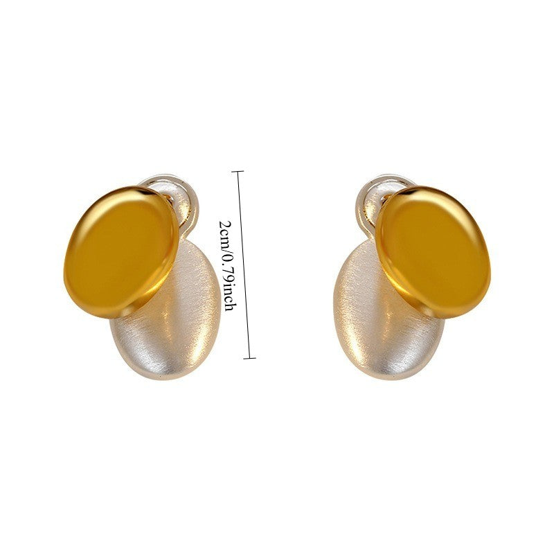 Classy Two-Tone Bean Stud Earrings