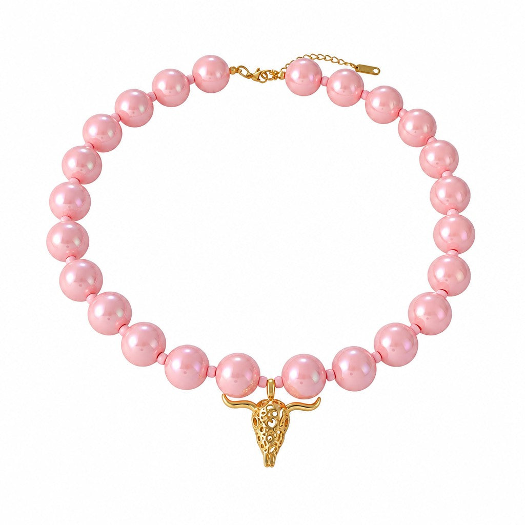 18k Boho Pink Pearl Lobster Necklace