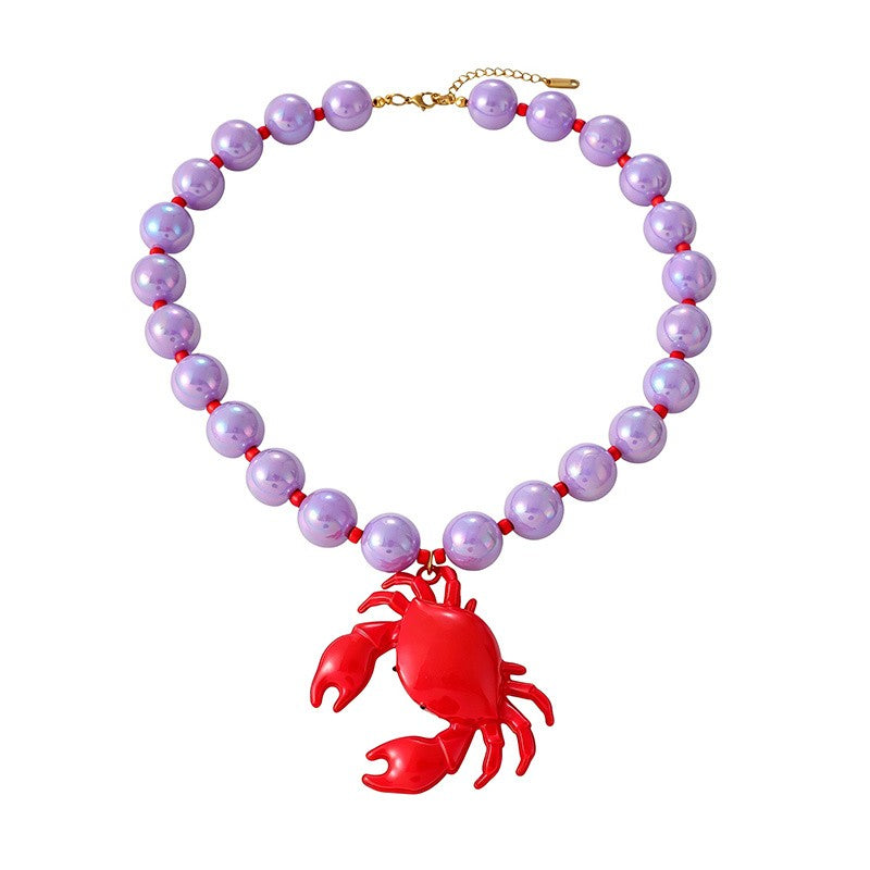 18k Boho Pink Pearl Lobster Necklace