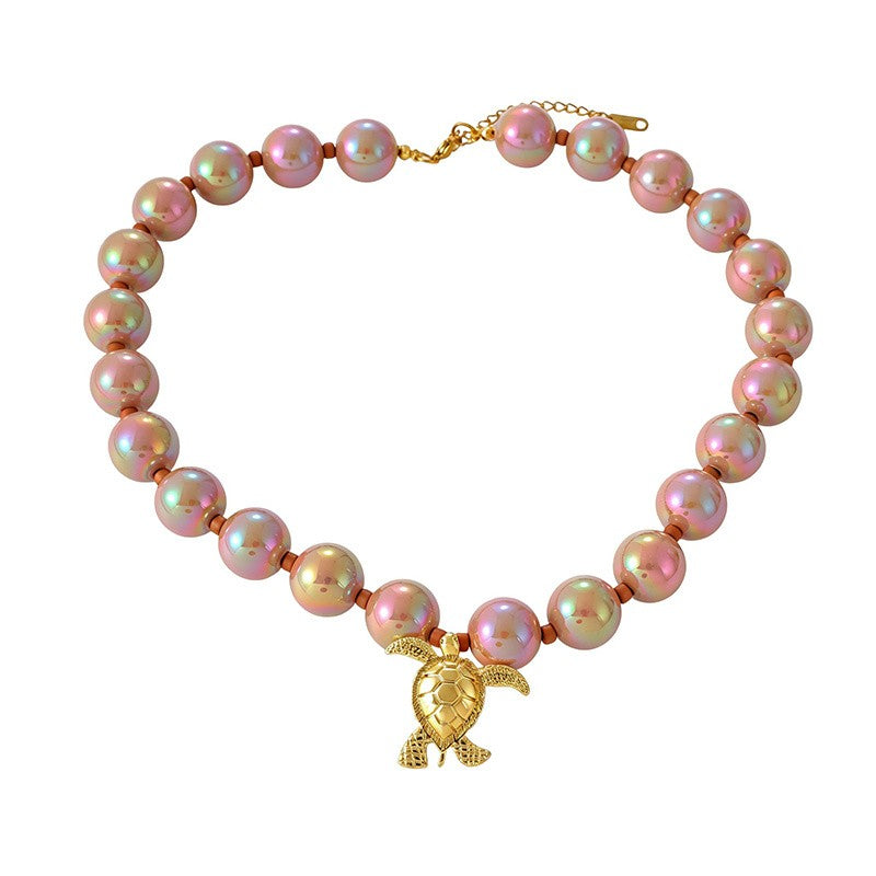 18k Boho Pink Pearl Lobster Necklace
