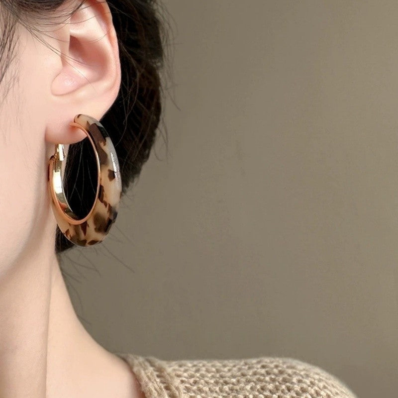 Bold Tortoiseshell Acrylic Hoop Earrings