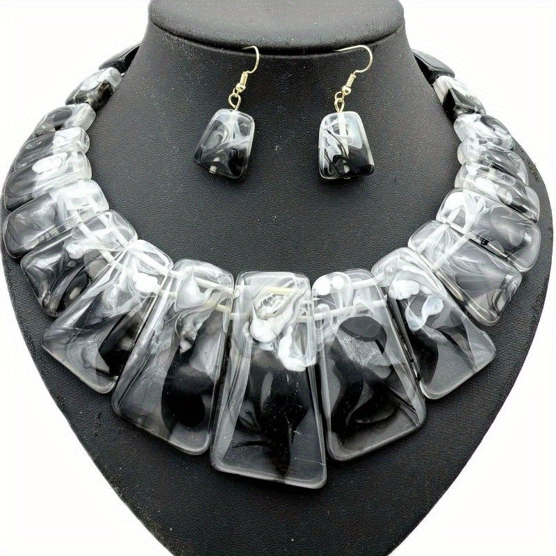 Classy Marbled Acrylic Collar Necklace