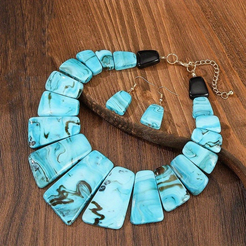 Classy Marbled Acrylic Collar Necklace