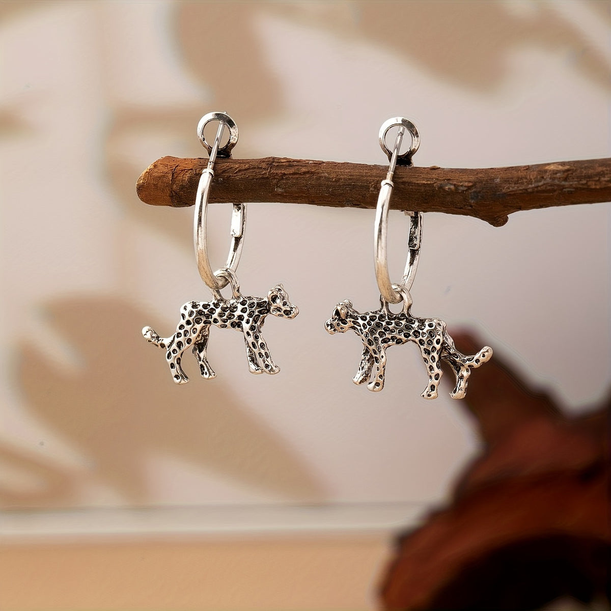 Leopard Charm Hoop Earrings