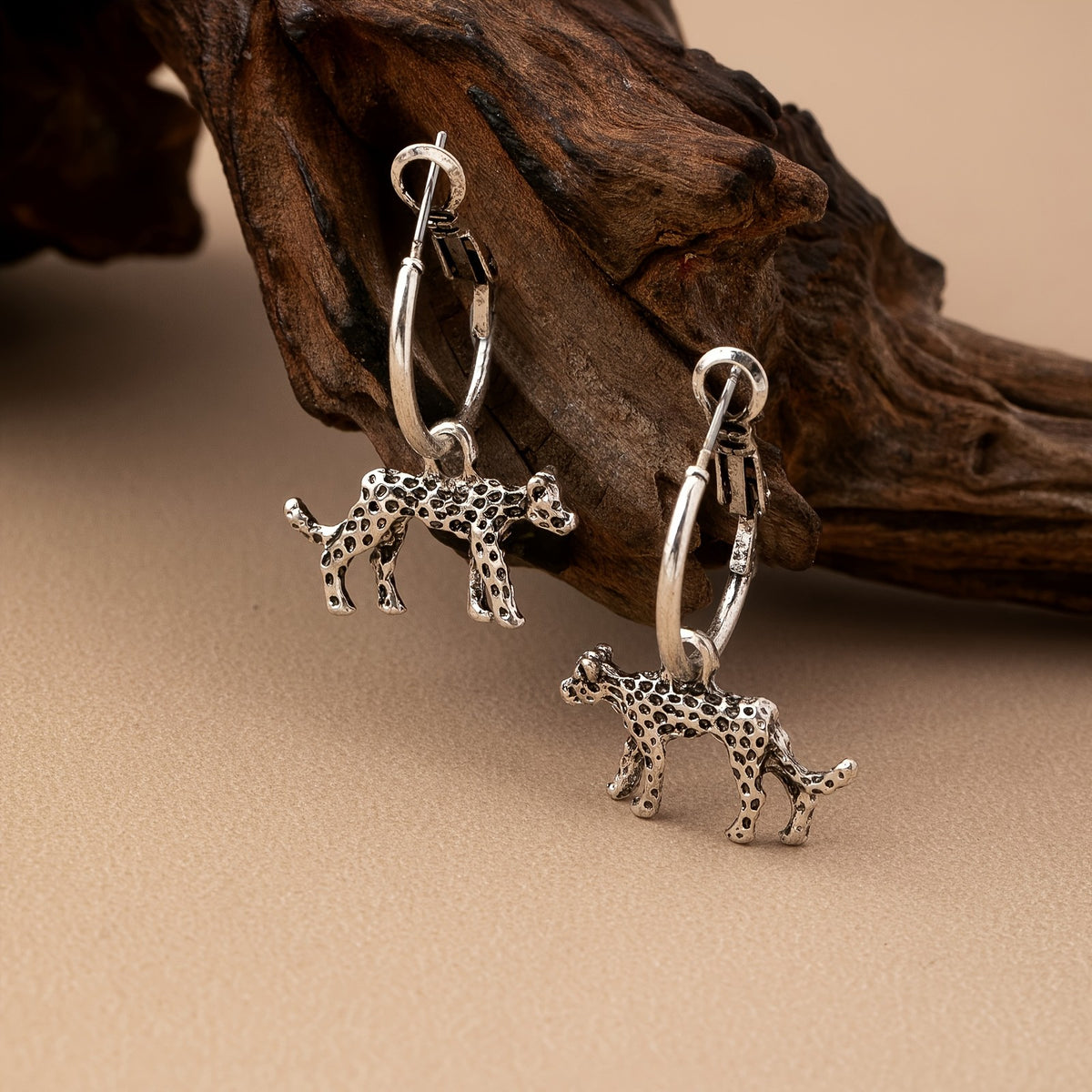 Leopard Charm Hoop Earrings