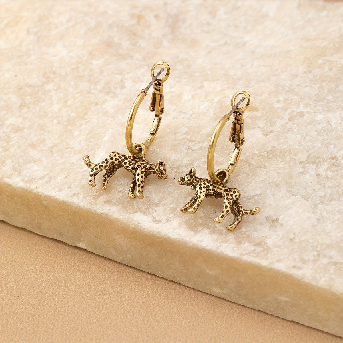 Leopard Charm Hoop Earrings