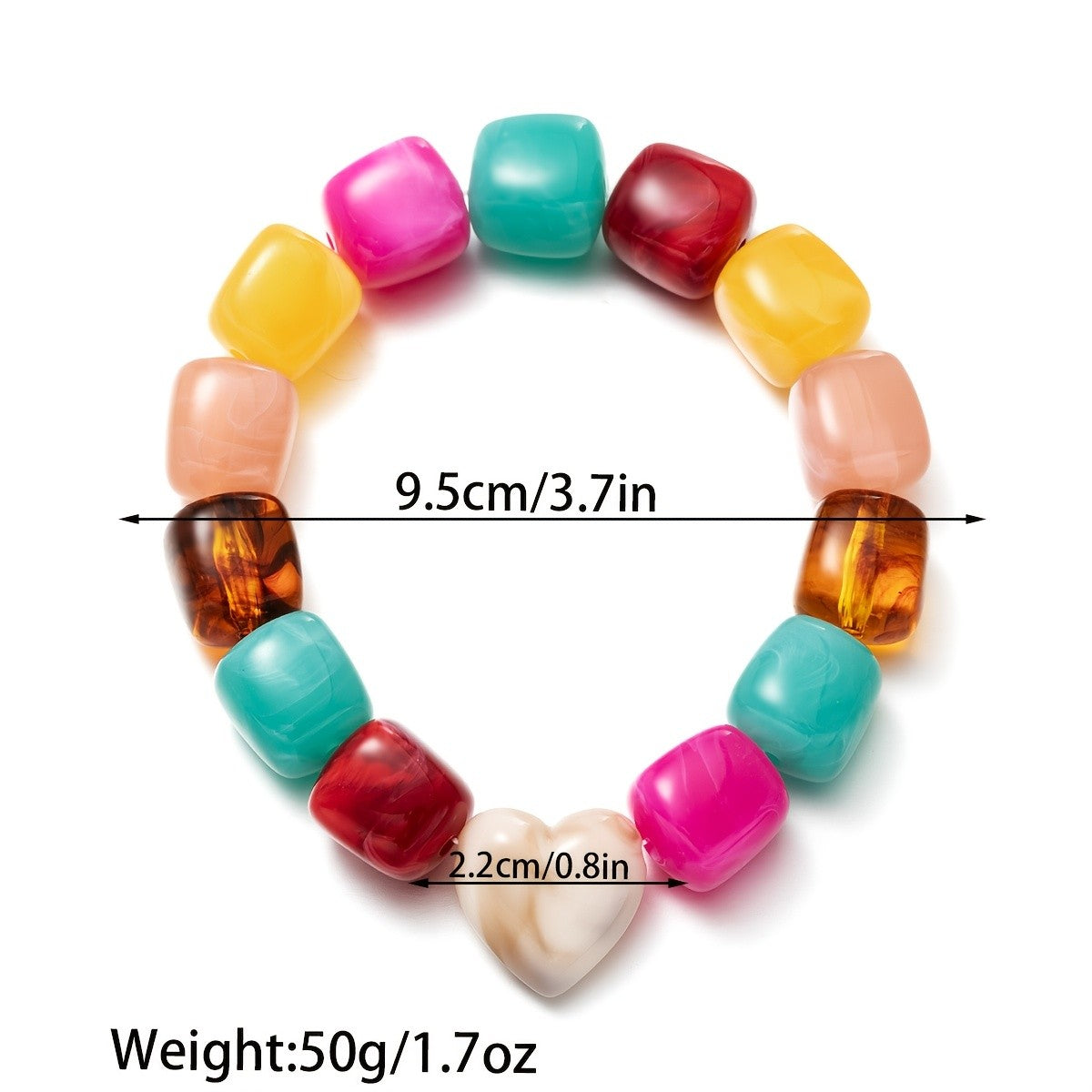 Boho Multicolor Resin Heart Anklet