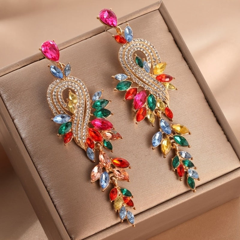 Elegant Multicolor Leaf Drop Earrings