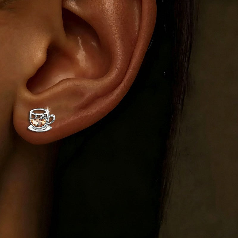 Dainty Coffee Cup Stud Earrings