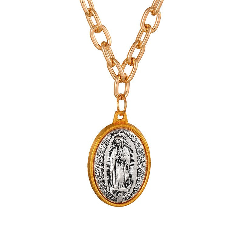Vintage Sacred Heart & Medal Layered Necklace